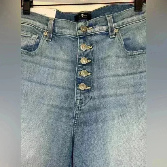 NWT 7 For All Mankind Women’s High Rise Crop Western Goth Denim Jeans  size 31 - Picture 6 of 15